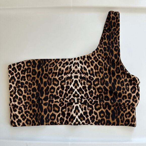 NWT Swim Naked Wardrobe Womens Leopard Print One Shoulder Beach Swim Top Medium - Picture 3 of 4